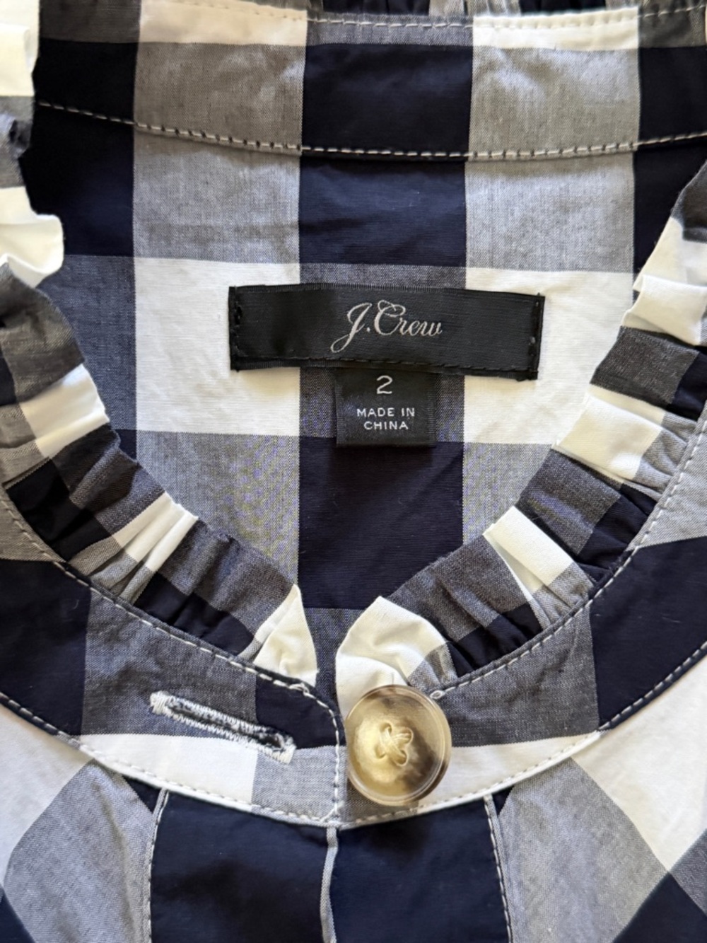 J. Crew Navy & White Gingham Button-Front Sleeveless Midi Dress - Picture 3 of 3